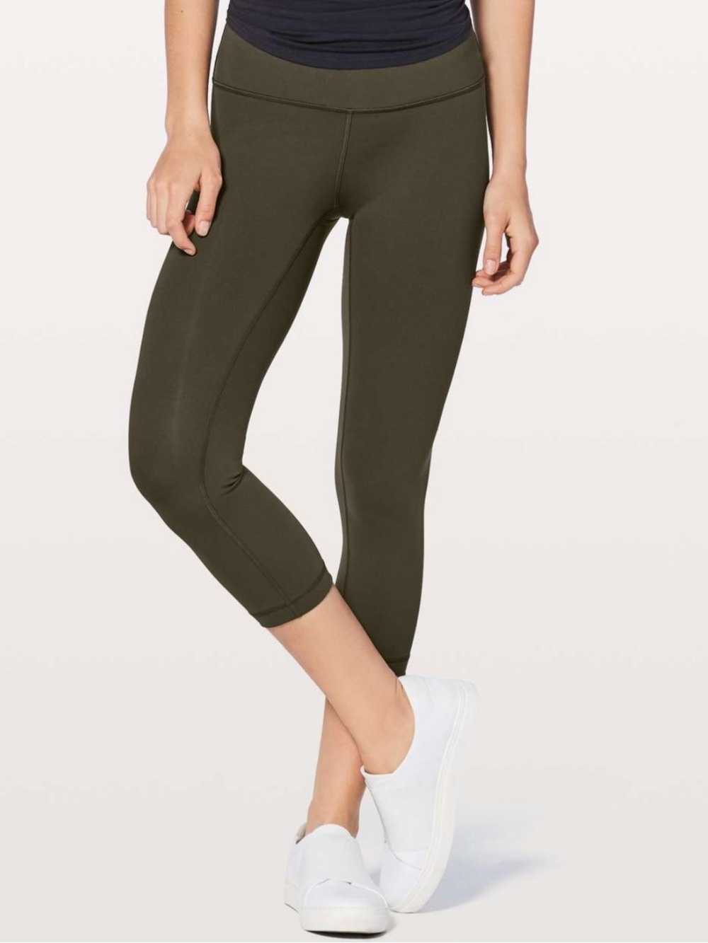Lululemon Hi Rise Wunder Under Crop *Full-On Luxtreme 21" - Dark Olive - Sz 8